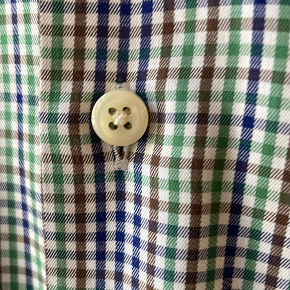 Peter Millar Mini Check Button Down Shirt Size L - image 5